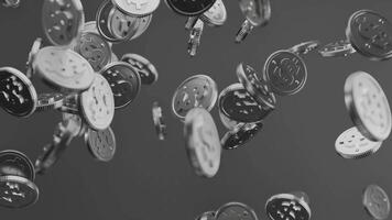 queda prata dólar moeda dinheiro dentro lento movimento, 3d animação desatado ciclo video