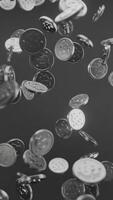 Falling Dollar silver coin money in Slow motion, vertical 3D animation seamless loop video