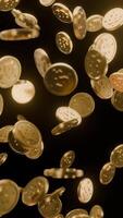 Falling Dollar coin money in Slow motion, vertical 3D animation seamless loop video
