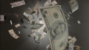 Falling bank note money from sky, seamless loop video