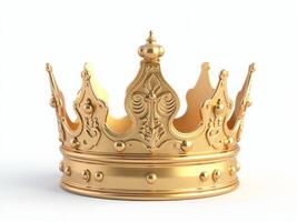 Golden crown isolated on white background 3d render photo
