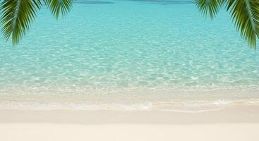 A beach with palm trees and a clear ocean photo
