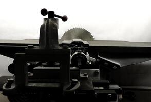 Circular Saw Machine On Stand Front View photo