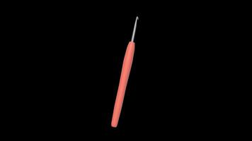 Crochet Hook Rotating on a Transparent Background. Seamless Loop. 4K video