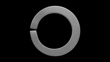 Spring Lock Washer Rotating on a Transparent Background. Split Washer 3D. 4K video