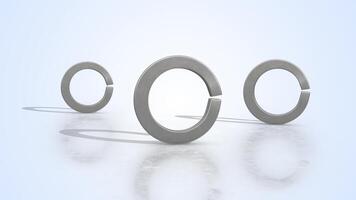 Spring Lock Washers on a Light Reflective Floor. Split Washer 3D Animation. 4K video