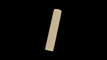 Wooden Dowel Pin Rotating on a Transparent Background. Seamless Loop. 4K video