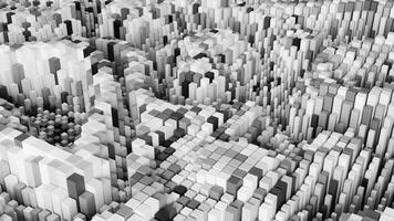 3d render animation background with abstract moving shape in black, grey, and white color video