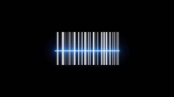 Barcode scan with a laser beam barcode scanner animation isolated on black background video
