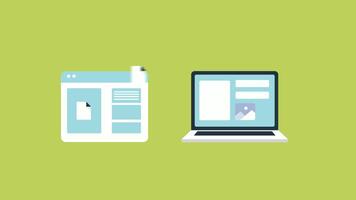 Animation transfer data from web to laptop.transferring domain data to new server using FTP, animated Website migration, cloud service technology video