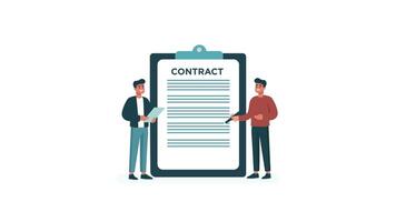 animated two businessman hand shaking to deal with contract agreement.animation Business Partners to increase income,get new project video