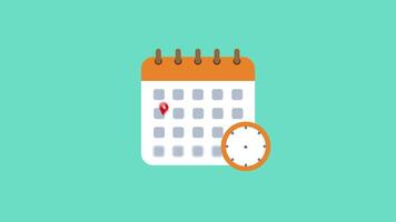 animatiojn calendar with time and pin location for time management,schedule,planning video