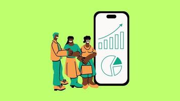 Future of Mobile Analytics animation isolated green screen background video