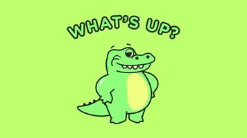 cartoon character whats up animation isolated on green screen background video