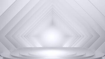Minimal white triangular tunnel with stage video