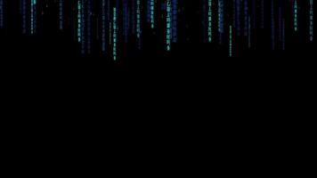 Teal Code Rain Animation in Futuristic Cyberspace Grid video