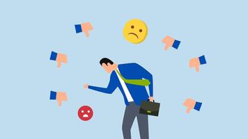 Response to negative feedback, 4k animation of businessman response to negative feedback. video