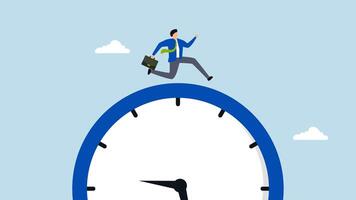 Time run out, 4k animation of rush entrepreneur sprint quickly as time is ticking down. video