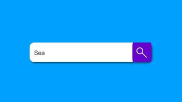 Animation, simple search bar for website on blue background. Smooth modern motion design. Motion graphics video