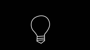 Light Bulb Animation made from white line graphics Isolated on Transparent Background. Idea, Business or Technology Concept 4K motion graphic animation. find ideas or create ideas video