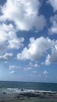 Horizon view between ocean and sky with clouds on a sunny day in summer video