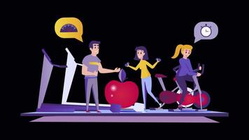 People Exercising 2D Motion Graphics Animation On Alpha Channel video