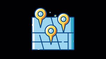 Marking Area on Map with Pin 2D Motion Graphics On Alpha Channel video