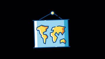 Education World Map 2D Motion Graphics Animation On Alpha Channel video