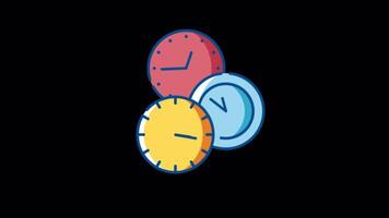 Clocks Time Management 2D Motion Graphics Animation On Alpha Channel video