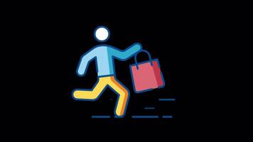 Shopping Person Icon 2D Motion Graphics Animation On Alpha Channel video