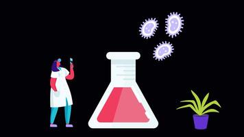 Doctor Monitoring Biological Cells 2D Motion Graphics Animation On Alpha Channel video