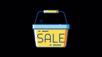 Shopping Basket for Sales 2D Motion Graphics Animation On Alpha Channel video