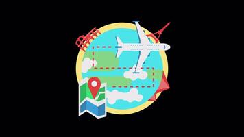 World Travel Adventure 2D Motion Graphics Animation On Alpha Channel video