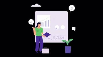 Business Analytics Monitoring 2D Motion Graphics Animation On Alpha Channel video