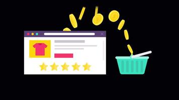 Shopping Online with E-Commerce 2D Motion Graphics Animation On Alpha Channel video