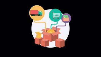 Online Product Ordering and Delivery 2D Motion Graphics Animation On Alpha Channel video