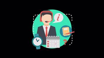 Business Call Center 2D Motion Graphics Animation On Alpha Channel video