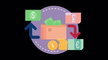Business Elements and Currency 2D Motion Graphics On Alpha Channel video