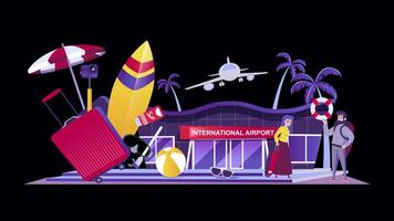 People Saying Goodbye at an International Airport 2D Motion Graphics Animation On Alpha Channel video