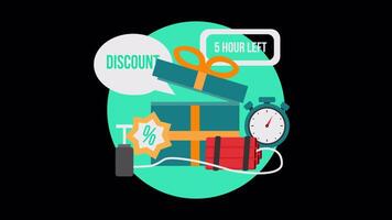 Winning a Gift with Discount in Shopping 2D Motion Graphics Animation On Alpha Channel video