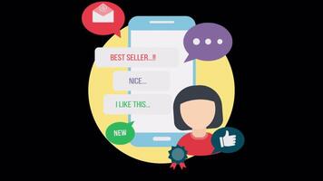 Customer Reviews in Online Shopping 2D Motion Graphics Animation On Alpha Channel video