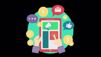 Business Management on the Internet 2D Motion Graphics Animation On Alpha Channel video