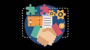 Business Collaboration Handshake 2D Motion Graphics Animation On Alpha Channel video