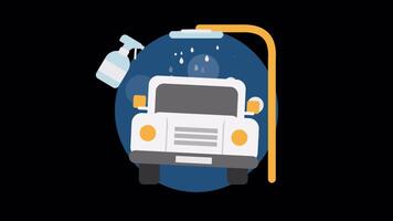 Car Washing Process 2D Motion Graphics Animation On Alpha Channel video