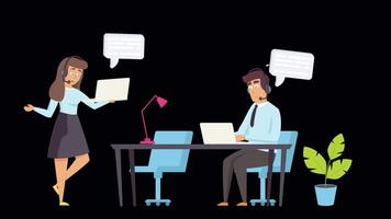 Call Center Employees Discussion 2D Motion Graphics On Alpha Channel video