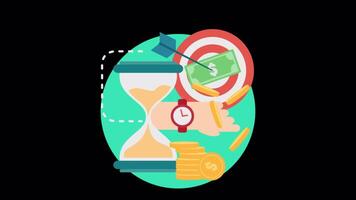 Managing Time and Finances in Business 2D Motion Graphics Animation On Alpha Channel video