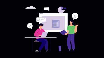 Business Growth Dialogues 2D Motion Graphics Animation On Alpha Channel video
