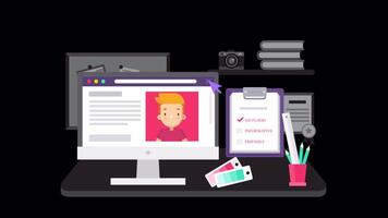 Completing To-Do Lists in Home Office 2D Motion Graphics Animation On Alpha Channel video