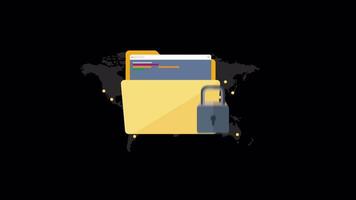 Secure File Transfers Worldwide 2D Motion Graphics Animation On Alpha Channel video