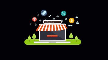 Opening an Online Store on the Internet 2D Motion Graphics Animation On Alpha Channel video